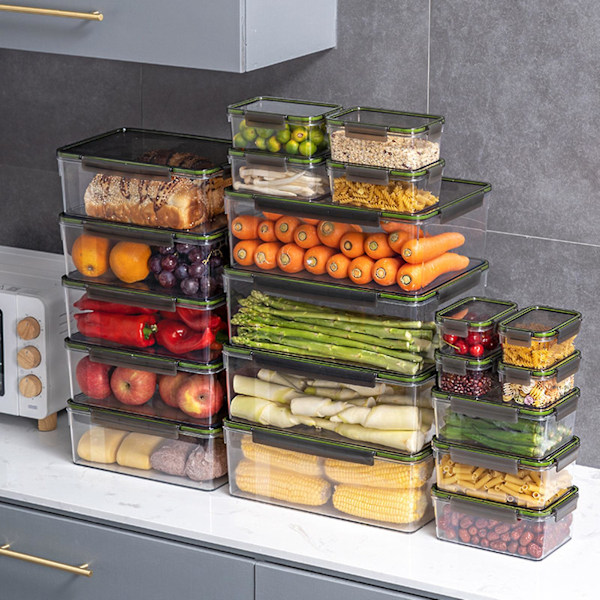 Förseglad matbehållare med lock BPA-fri läcksäker stapelbar design transparent förvaringslåda matförseglingsburk（S）
