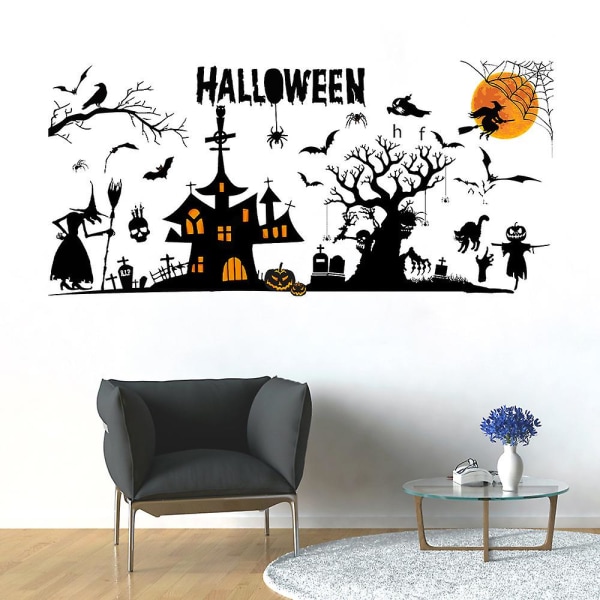 Halloween Dekoration Wall Decals Vindue Klamrer Græskar Happy Halloween Wall Art Stickers til Børneværelse Børnehave Halloween Bar Fest Dekoration