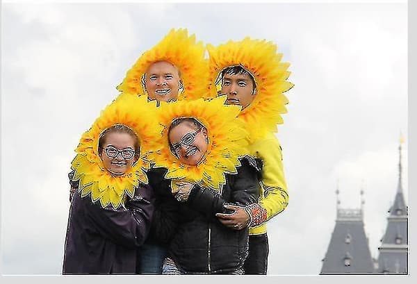 Solsikkehodeplagg, morsom forestillingsrekvisitt-hattdeksel egnet for dansefester, feriespill