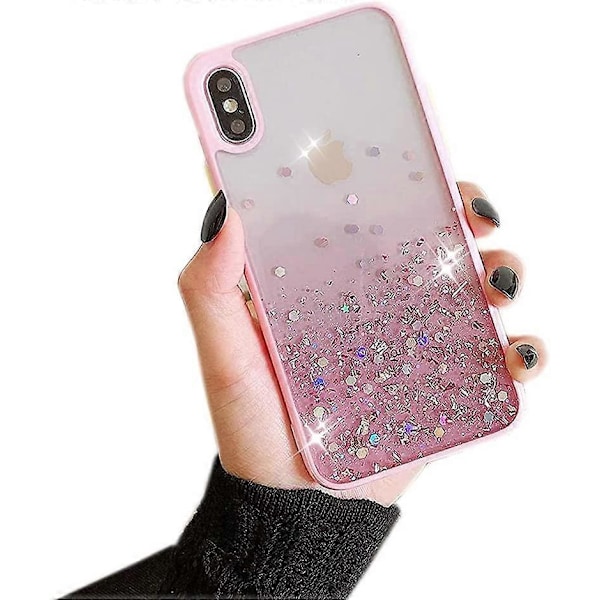 Gradient Glitter Transparent iPhone XR Skal, Slank Tunn Glansfull Mjuk Flexibel TPU Silikon Gummi Gel Glittrande Sekvens Bling Mode Bumper Cover för XR,C