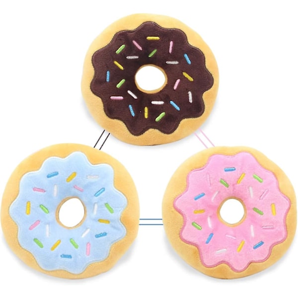 Donut Plyschleksak Pipande Tuggleksak Hundeleksak Set För Små Och Mellanstora Valpar Hundar Husdjur Interaktiv Present
