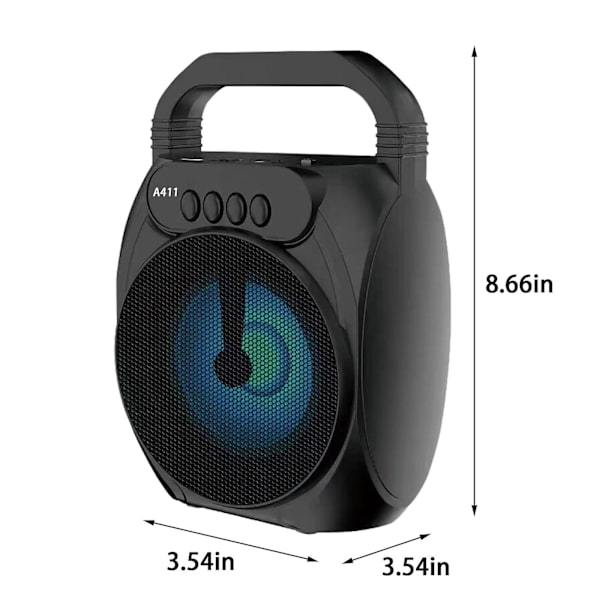 Bluetooth-högtalare, bärbar utomhusstereo, plugin-kort, USB-minne, med färgglada löpande lampor, bärbar kompaktstereo