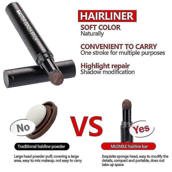 Hairline Concealer Pen Control Hårrotkant Svartning Øyeblikkelig dekker opp Grått hvitt hår Natural Herb Hair Concealer Pen（Sort）