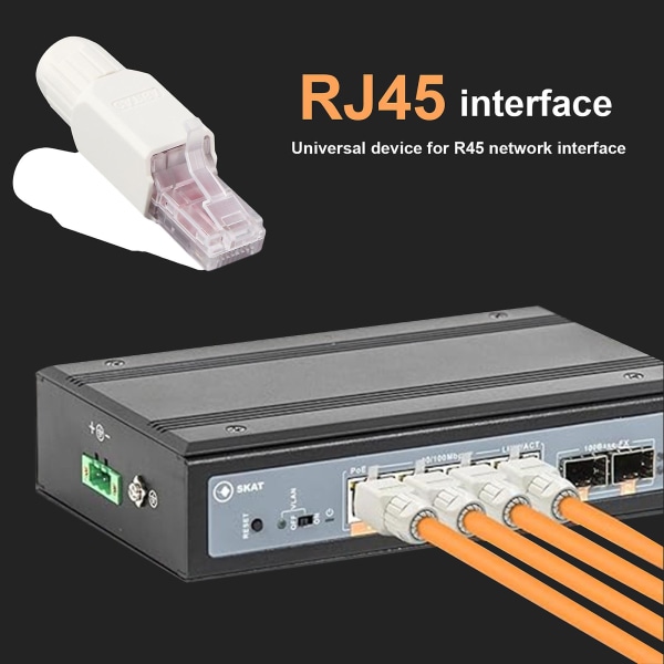 RJ45-kontakt, verktøyfri nettverkskontakt, Cat6A gullbelagt LAN-kabelplugg