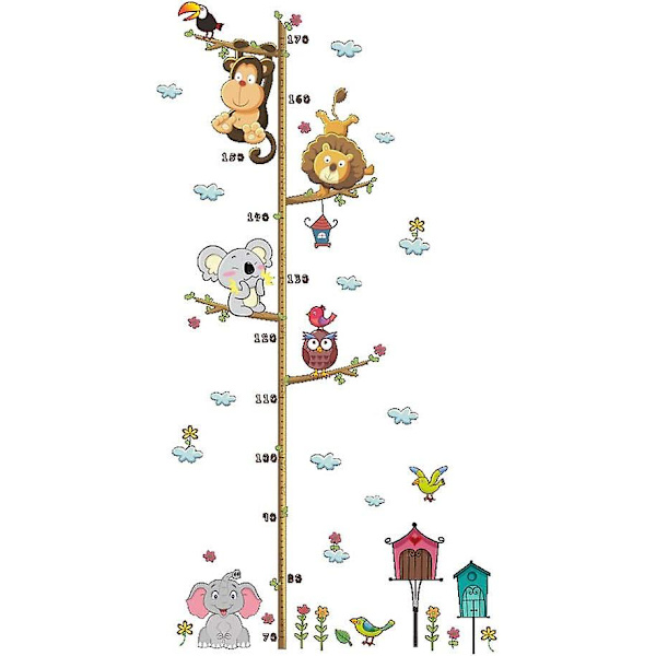 Tegneserie Zoo Dyr Høyde Mål Vegg Klistremerker Hjem Innredning Diagram Linjal Dekorasjon For Barnerom Klistremerker Veggkunst