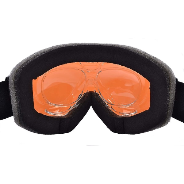 Universal hiihto- ja lumilautalasien reseptiadapteri. Optinen sisäosa silmälasien käyttäjille, joka sopii minkä tahansa merkkisten aikuisten lumilasien sisälle