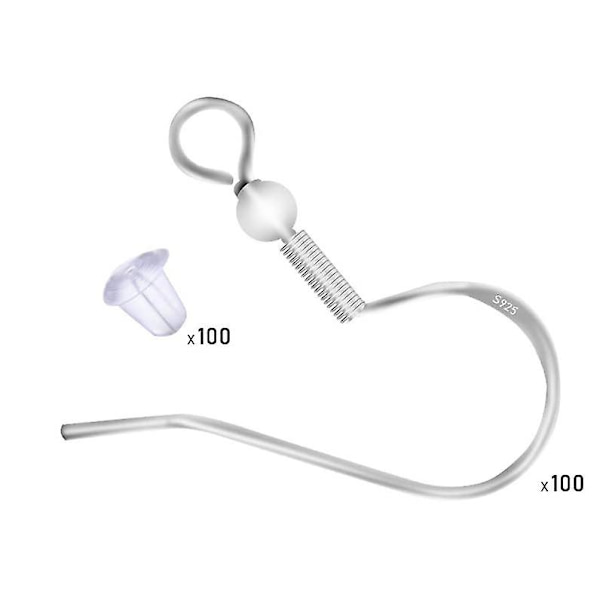 100 st/50 par örhängen krokar, 925 sterling silver hypoallergena örhängen krokar för smyckestillverkning