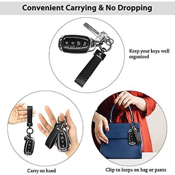 Carbon Fiber Style Bilnyckelring Mikrofiber läder nyckelringar för män kvinnor (svart)