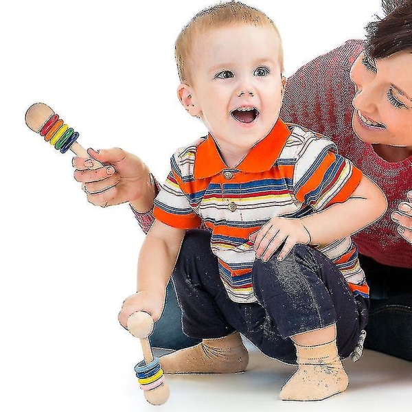 Tone Instrument tegneserie træ baby rangle hånd holder træ rangle baby puslespil tidlig uddannelse legetøj