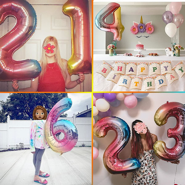 Nummer 7 Pastell Regnbåge Folieballong För Flickans 7-årsdagsfest, 40 Tum Lol Partys Helium Ballon För Barnkalas