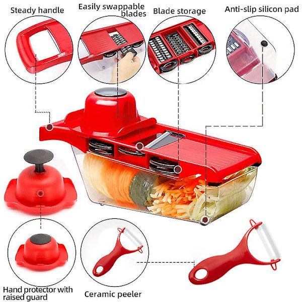 Grönsaksskärare Rivjärn för Grönsaksskärare Strimlar Multi Slicer Skalare Morot Frukt 6 i 1 Prylar Grönsaksskärare Verktyg
