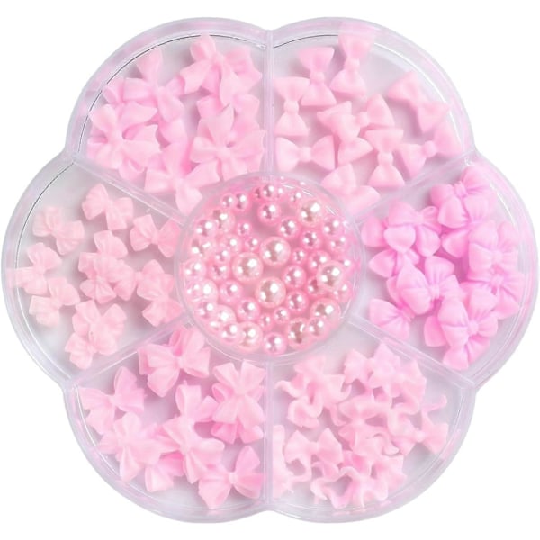 3D Rosett-Nagelstuds med Strass, Kristallharts, Nagelkonst-Berlocker, Rosa Rosett, Nagelkonstdekorationer, Söta Band, Nageljuveler, Tillbehör