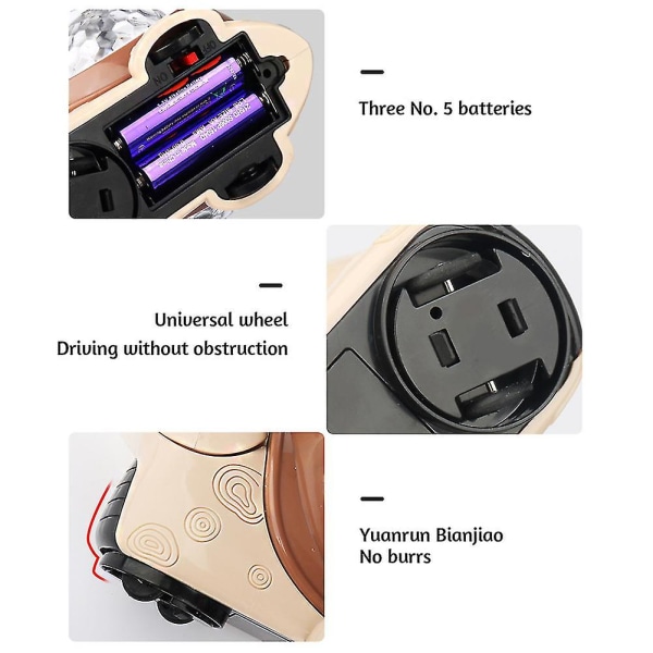 Elektrisk universalgynge nikkende lille snegl musikprojektionslys sneglelegetøjsbil børnelegetøj（brunt）