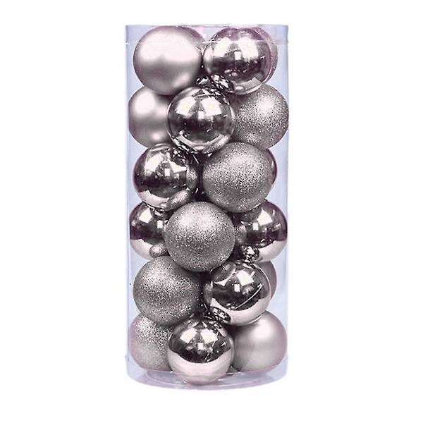24 st 3 cm Okrossbara Julgranskulor För Julgran Julgransdekoration (silver)