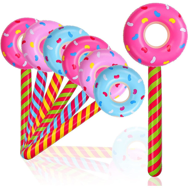 6 kpl Candyland Syntymäpäiväjuhlakoristeita 33 tuuman puhallettava donitsi tikkari iso puhallettava makeisilmapallo kelluva donitsin muotoinen ilmapallo tikkaritikku