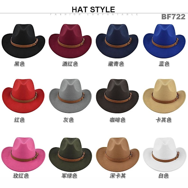 Klassinen cowboy-hattu Retro Jazz Hat Kansallinen tyyli Villainen huippulakki Messinkihuopahattu Retro Imitation Sheep Hat Cowboy Hat