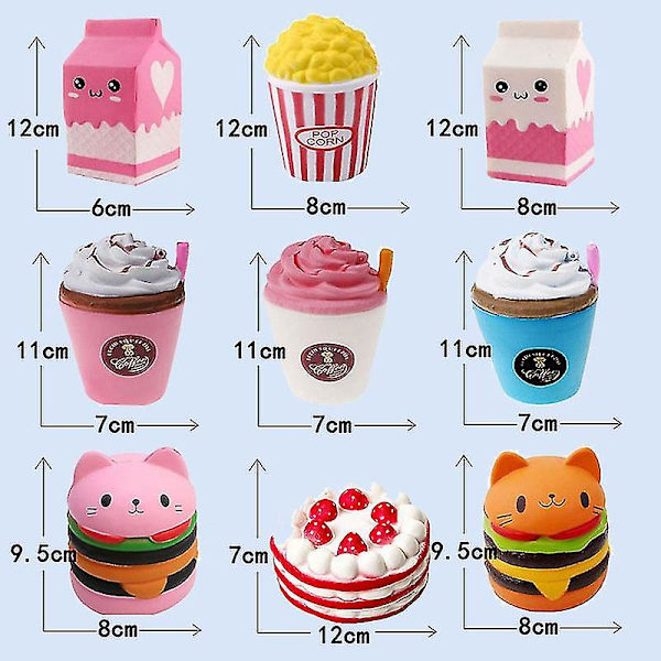 (Kattburgare) Långsamt stigande Squishy leksaker, Jumbo Squishies Pack Prime Långsamt stigande doftande Squishies Squeeze Mjuka leksaker Stressavlastare Gåvor för barn och A
