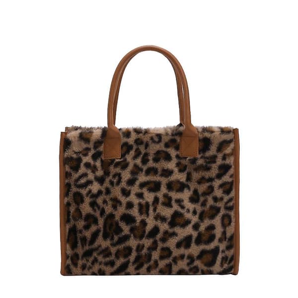 Nya topphandväskor Retro Ko Leopardskin PU Läder Plysch Design Höst Vinter Mode Små Damväskor