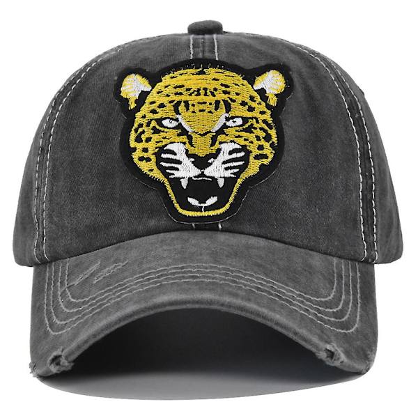 Tredimensionell broderad basebollkeps Leopard broderad keps med topp tvättad för att göra gammal böjd skärmhatt solskärm Cb354
