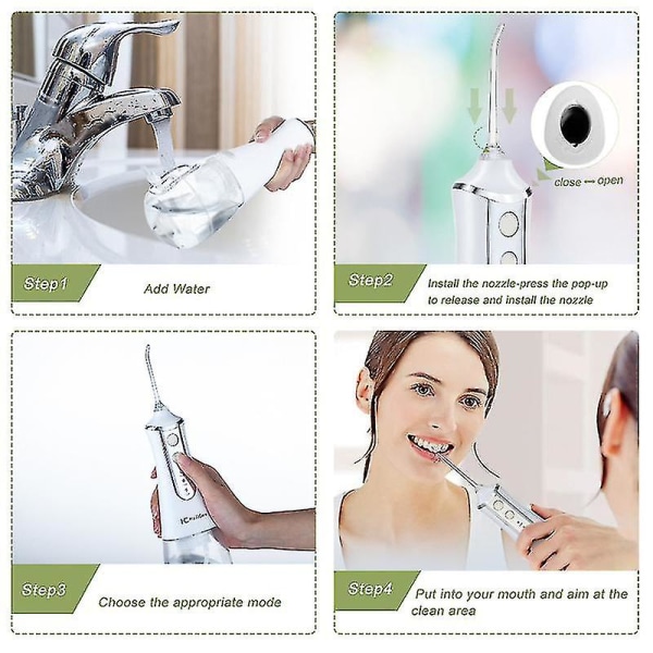 Electric Water Jet Pick Flosser Oral Irrigator Hampaiden puhdistus Dental Flusherblack