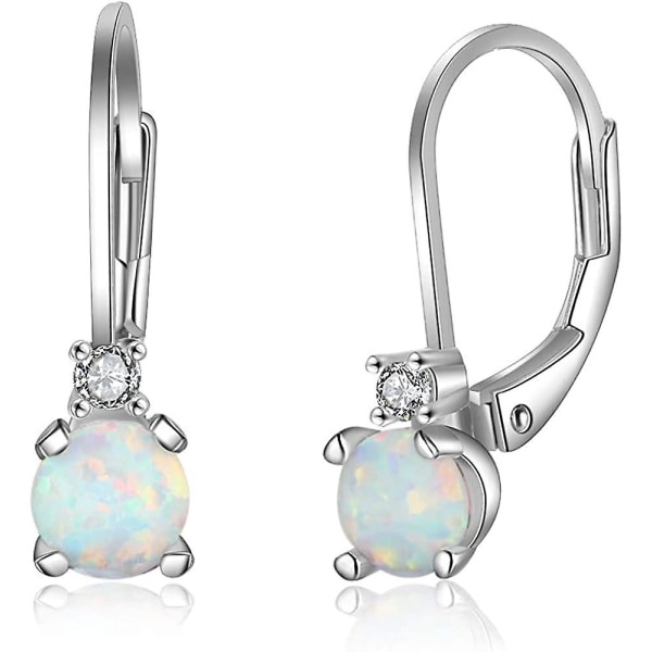 925 Sterling Silver Hoop Örhängen Opal Örhänge Kvinnor Födelsedag Smycken