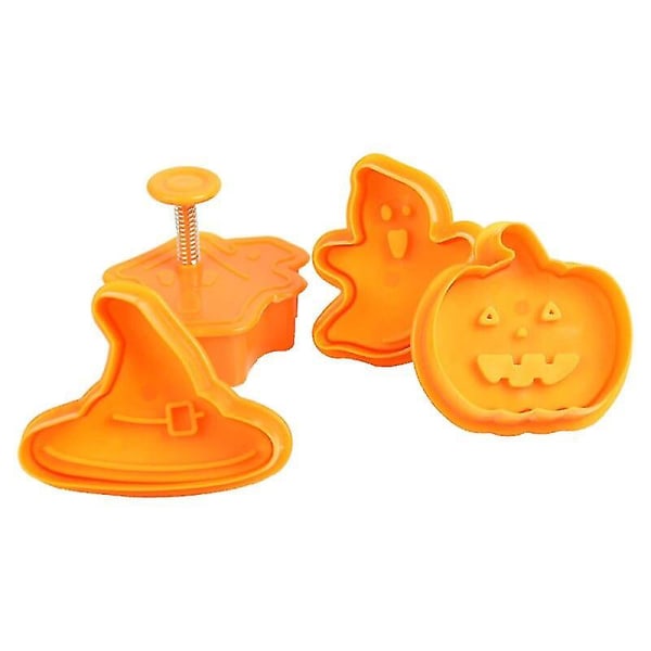 4 kpl Halloween-juhlien koristelu Pumpkin Ghost Theme Muovinen keksileikkuri mäntä Fondant mold kakun koristelutyökalut