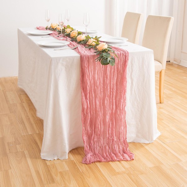 Ostduk bordslöpare Gasduksdekorationer för bröllopsdekoration Bröllopsinredning (Pink Bliss)