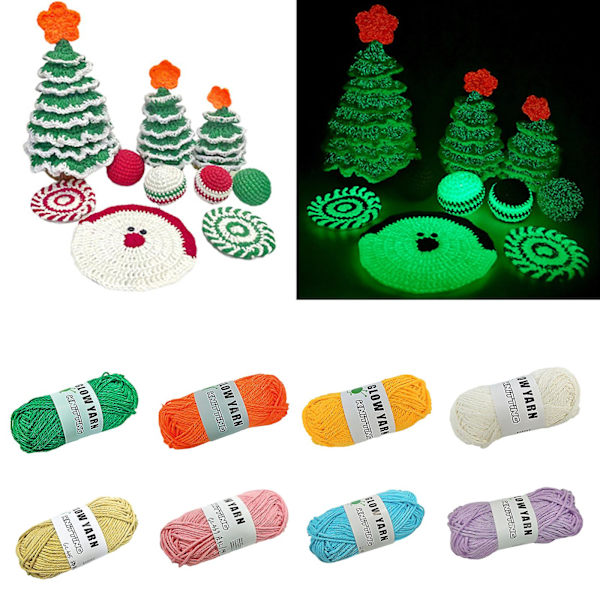 Glow in the Dark Garn, Sytillbehör, (50m) för virkning för DIY-konst, hantverk och sömnad för nybörjare Glow in the Dark Party（H）