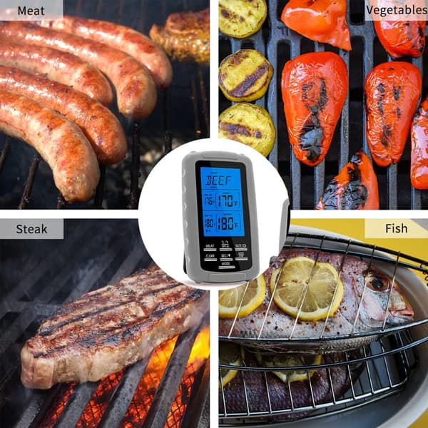 2PCS Trådlös Kötttermometer Mat Grill Termometer BBQ Grill Röktermometer Spis Digital Termometer med Dubbel Sond