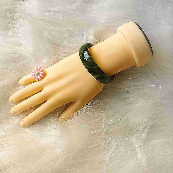 Flexibel träningshandmodell för övning, nagelsalong träningshandmodell kan sätta in nagelbitar för att bära handskar armband ring display undervisning (gul)(2p