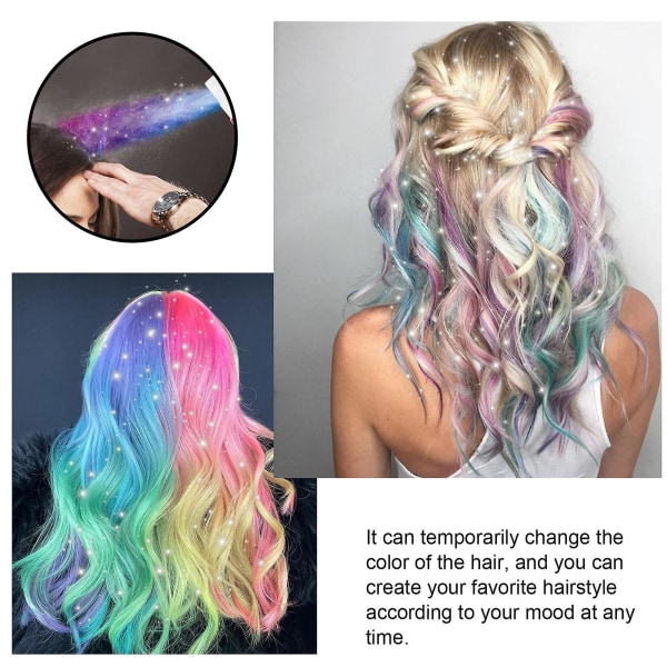 EELHOE Hair Color Spray Party-värjätyt hiukset nopeasti ja helposti värjättävä kertakäyttöinen kiiltävä hiuslakka__Newway