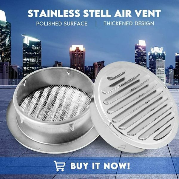 Rustfrit stål ventilationskugle fortykke ventilationsgitter vægmonteret emhætte emhætte dækker badeværelse køkkenventilator og belufter (100mm)