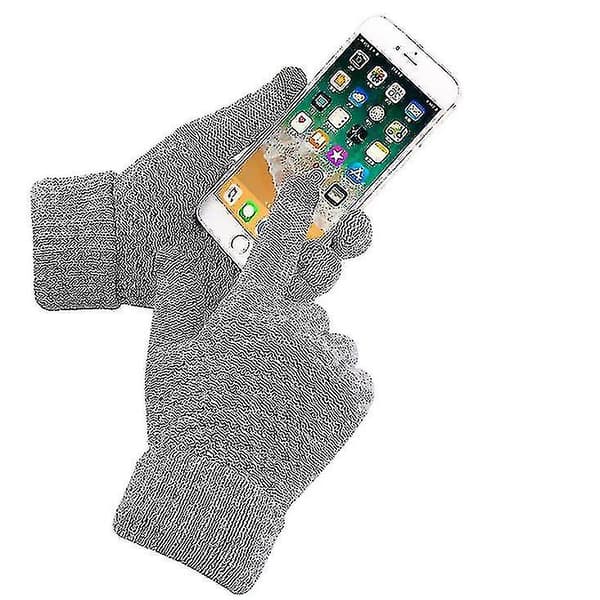 Vinter Touchscreen-Vantar För Män Kvinnor Anti-Halk Touch Screen Varma Fodrade Stickade. (Grå)