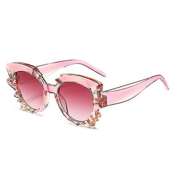 Solglasögon för kvinnor Polygonal Water Chestnut Cat Eye Shape Solglasögon (rosa)