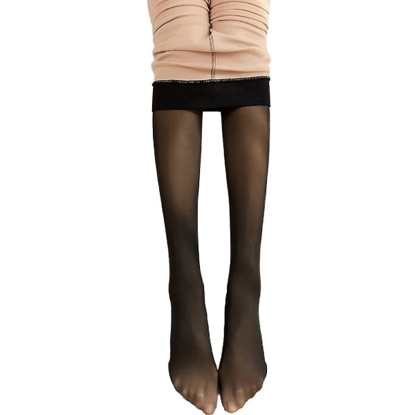 Kvinder Magic Ekstra Tykke Varm Vinter Dobbeltforet Stretch Termisk Fleece Tights Flaw Less Sheer Tights Benvarmere（Brun）