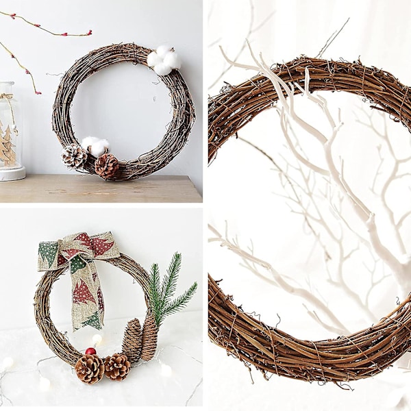 3 stycken Retro Julkrans Rattan Krans för DIY Kransar Vinranka Krans Julkrans för Halloween, Bröllopsfest Dekorationer