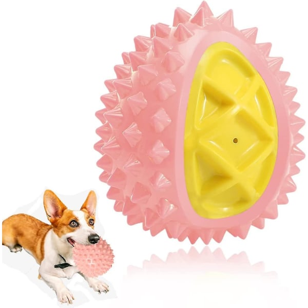 Koiran purulelut aggressiivisille pureskelijoille, koiran vinkuvat lelut, kestävät koiran hampaiden puhdistuslelut pureskelu Durian-lelu (vaaleanpunainen)