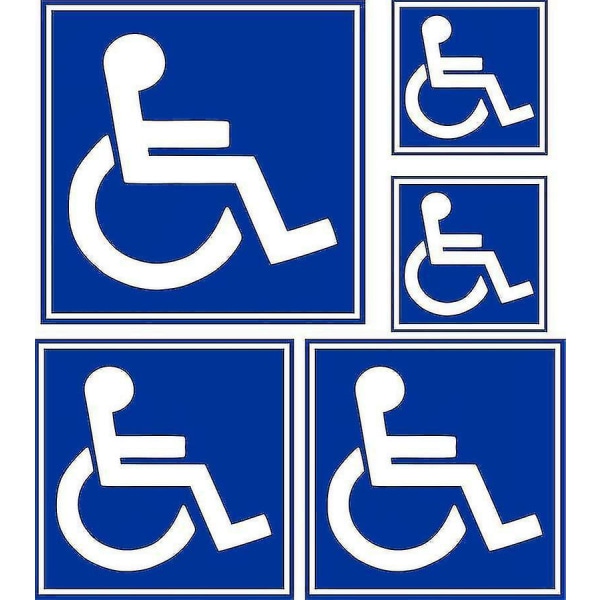 Sett 5x Sticker klistremerke bildør handikap parkering toalett toalett panel
