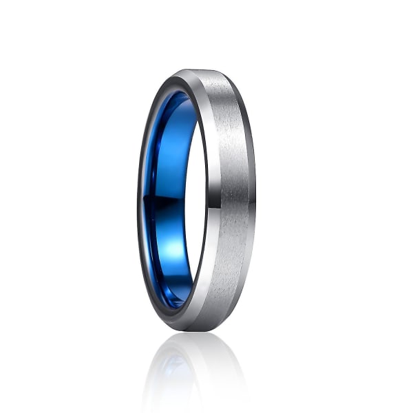 Nuncad 4 mm volframkarbidring blå yttre ring stålsallad avfasad ring för par kvinnor män karbonoxiderbara ringar（8）