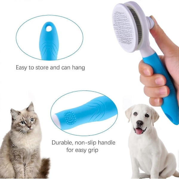 1 st - Katt- och Hundborstning - Glidande Hårborste för att Ta Bort Löst Underhår, Mattor och Trassel - Självrengörande Husdjurskam