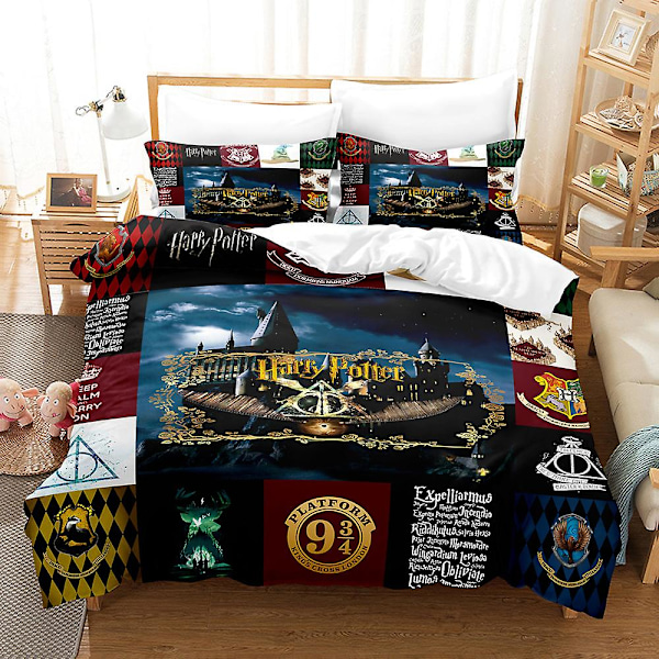 3D Digitaltryck Hogwarts Hemtextil Sängkläder Trestegs Set HL10 180*200cm -ZHENV（180*200cm）