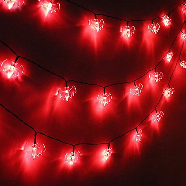 Halloween flaggermus lyslenke, 20 flaggermus LED-er vanntett Halloween dekorasjonslys, 8 moduser for innendørs/utendørs Halloween Thanksgiving julefest Gard