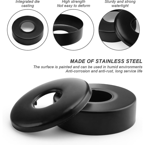 4 stk. Mat Sort Bruse Armatur Roset, Rustfrit Stål Hane Roset, Flad Vægmonteret Hane Dæksel Radiator til 21mm og 25mm Vandrør Vinkel