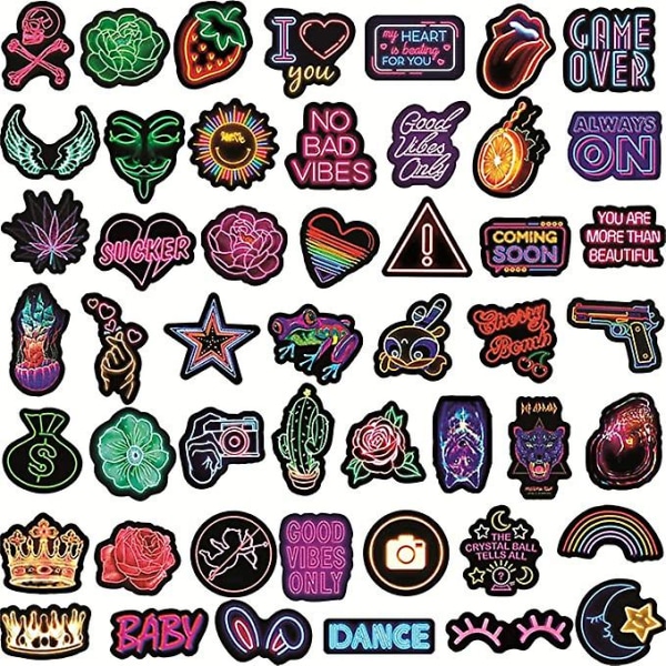 GHYT Neon Stickers 50 Pack Cool æstetiske Trendy Stickers til Laptop Vandtætte Vinyl Stickers til Vandflasker Teenagere og Voksne