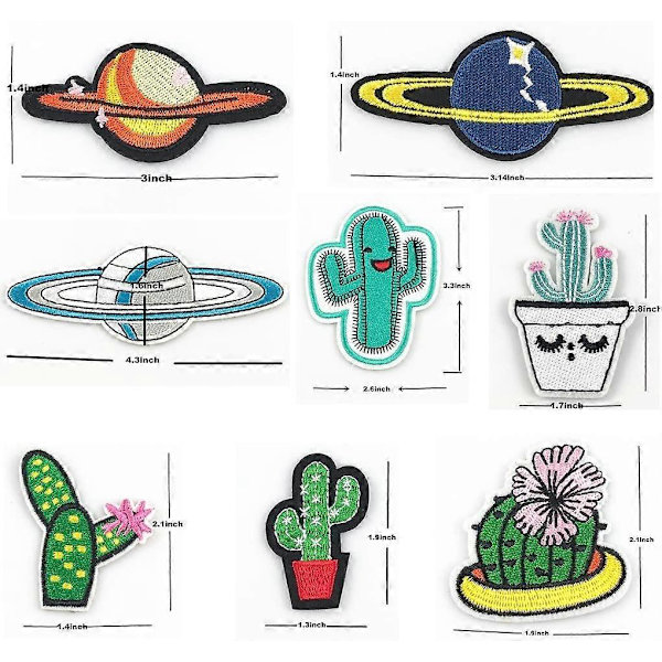 20 st Assorterade Järn Broderi Patches Kaktus Set, Broderi Applikation Sy för Jackor Klänning Hatt Väst Jeans Ryggsäckar Kläder, Dekoration Applikation