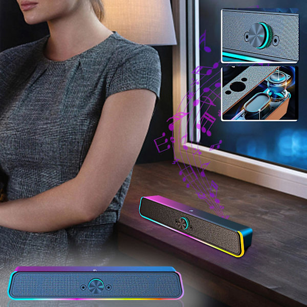 Datorhögtalare Skrivbord Lång Bas RGB Kan Anslutas Till Mikrofon Headset Spel Dator Ljudkabel