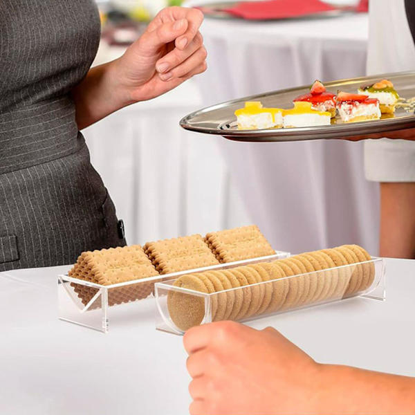 Klar akryl kakbricka modern design BAP-fri rund rektangulär aptitretare serveringsbricka för bröd frukt（A）