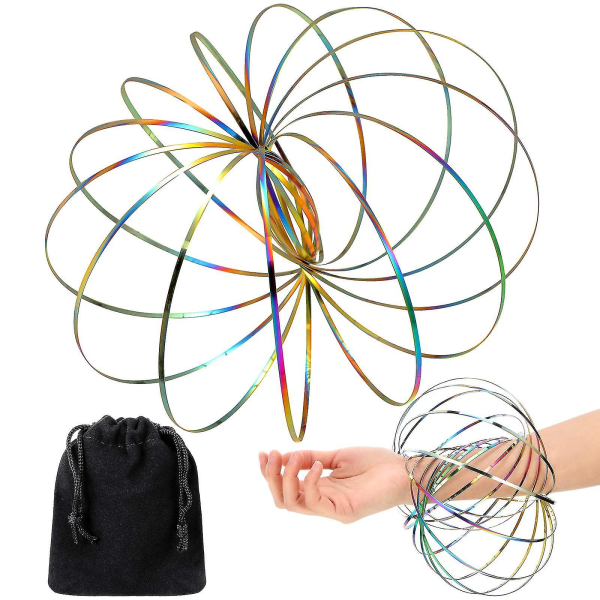 Flow Rings Leker 3D Arm Spring Magic Flow Ring Rustfritt stål Multisensorisk pedagogisk og interaktiv fjærleke