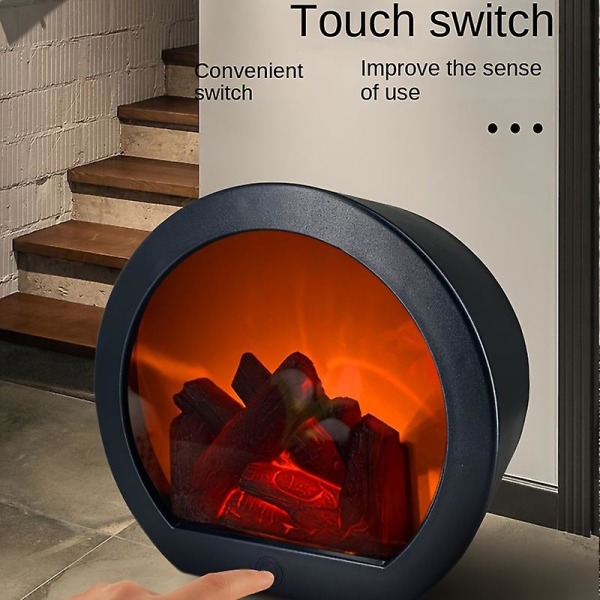 Flamme Peis Vindlampe Smart Touch Switch Simulert kull Ornamenter Home Craft Vindlampe