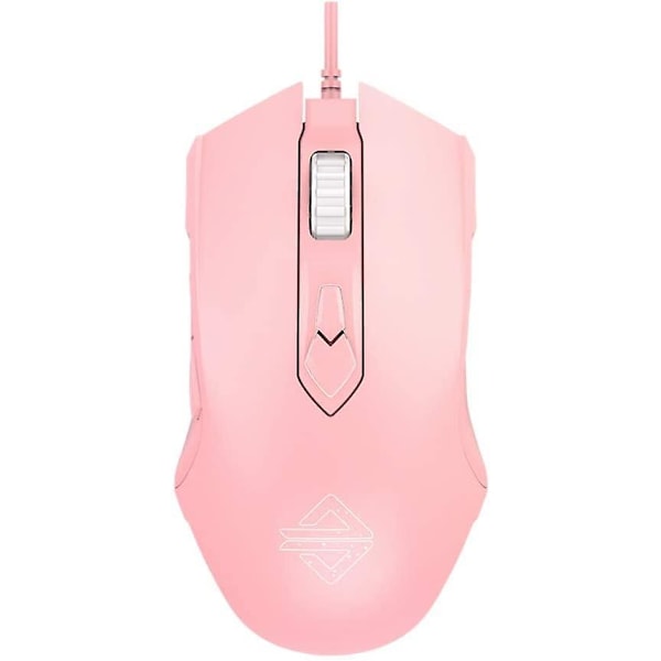 Aj52 Watcher RGB Spelmus, Programmerbara 7 Knappar, Ergonomisk LED-Bakgrundsbelyst USB-Spelmus Dator Bärbar PC, För Windows Mac OS Linux, Rosa